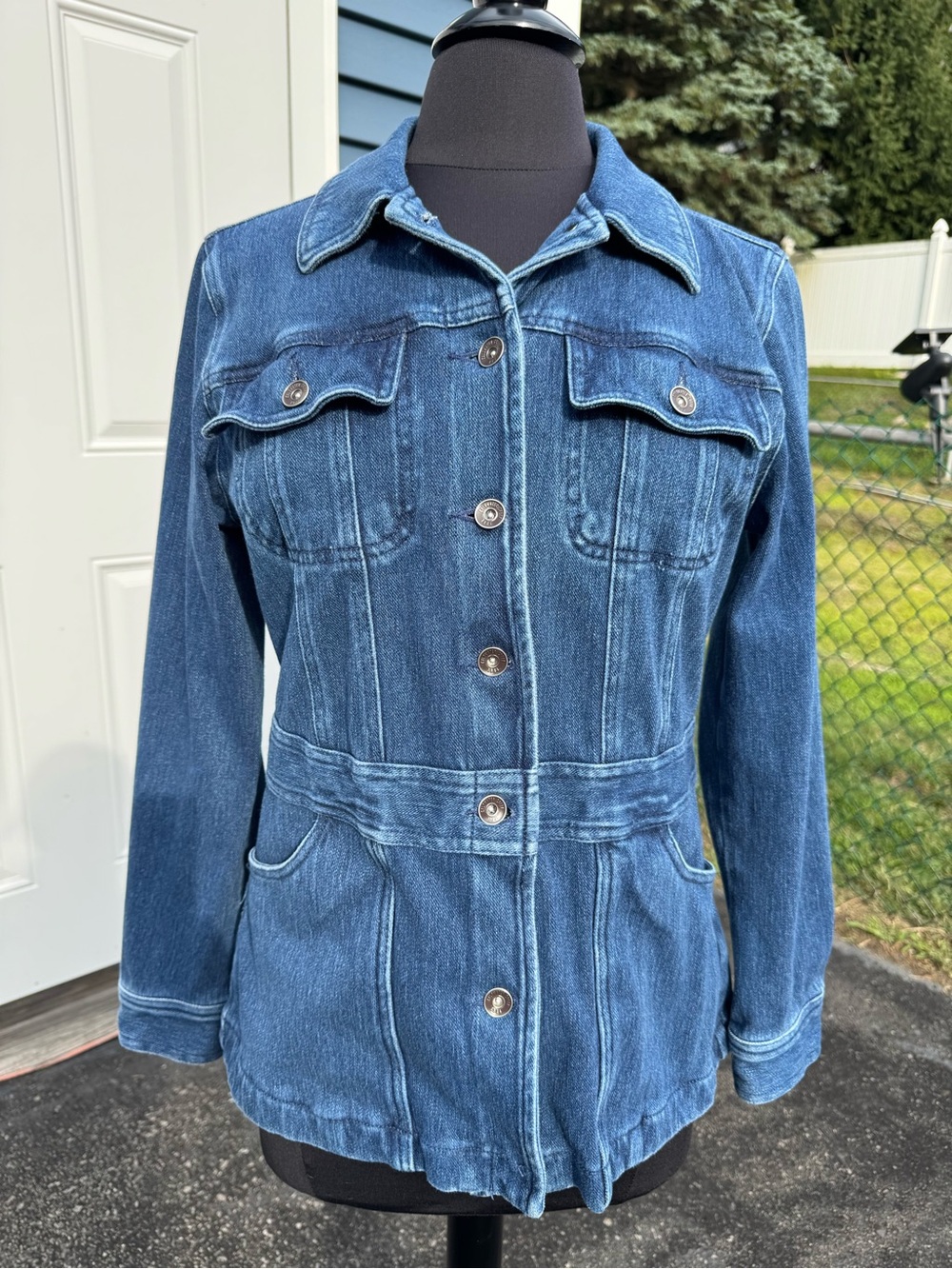 Coldwater Creek Denim Button-Front Jacket - Blue